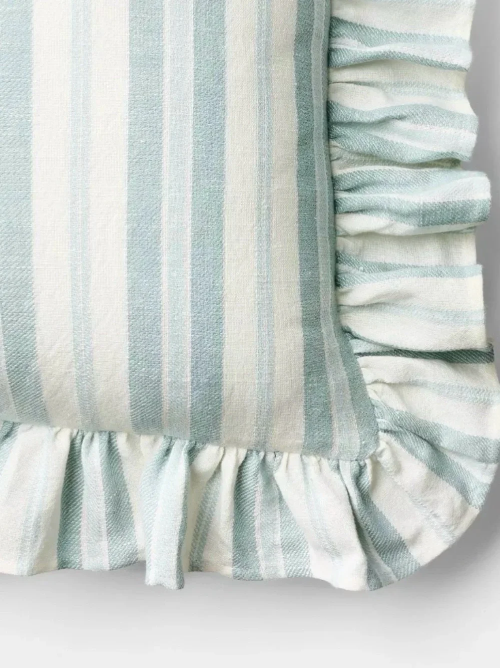 Square Woven Stripe Throw Pillow with Ruffle Blue/Ivory - Threshold Studio McGee